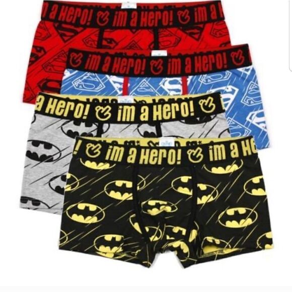 New Men's Boxer Briefs Superhero Lovers Batman Cotton Superman 4 Pack XL - Picture 2 of 12